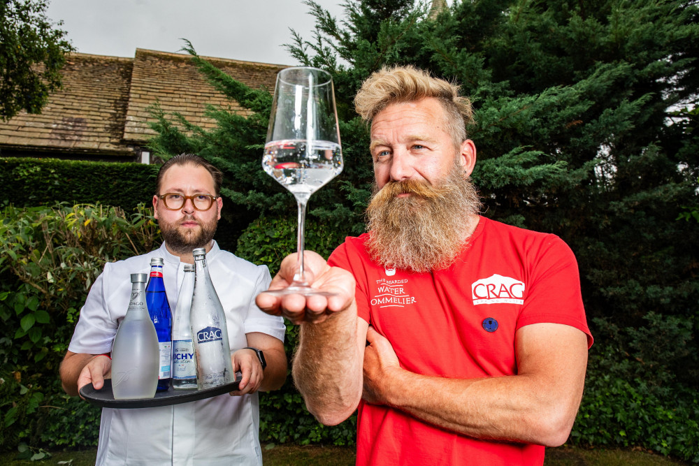 Joe Rawlins and Doran Binder have teamed up to create a bottled water menu for La Popote in Marton (Credit: SWNS)
