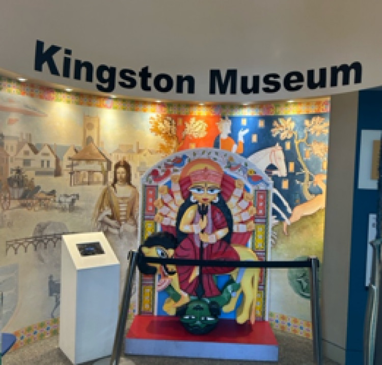 The Durga idol on display at Kingston Museum (Credit: Esme Agius-Kensell)