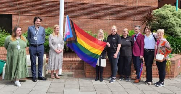 The Pride flag was flown earlier this year.