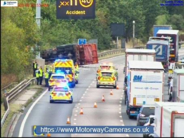 The crash on the M6 on Wednesday morning, August 20 (Credit: MotorwayCameras.co.uk)