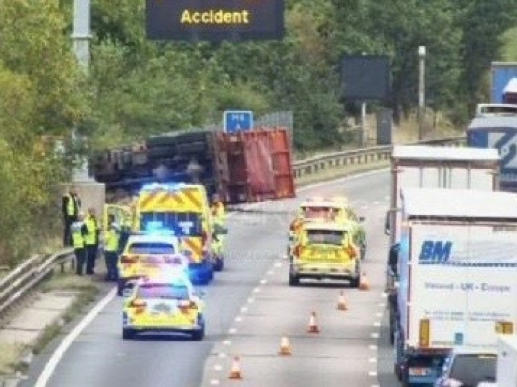 The lorry driver is being treated for "minor injuries", according to police. (National Highways)