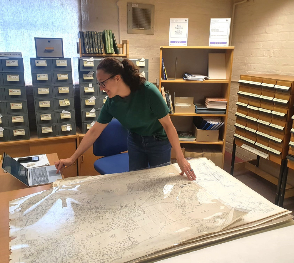 Local studies adviser Katie Owen working with the archive (Credit: CEC)