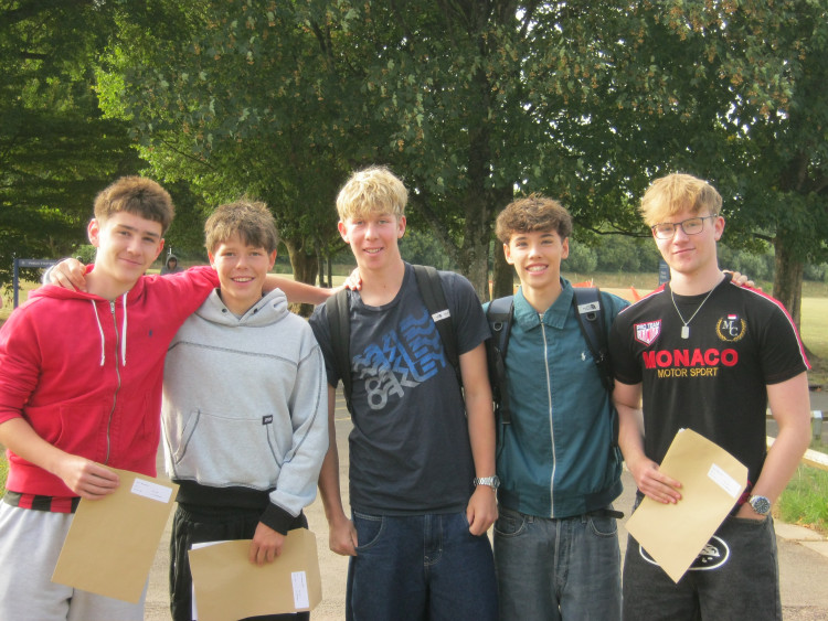 Students at The Blue School in Wells celebrate record GCSE results, with over 25% achieving grade 7 or higher.