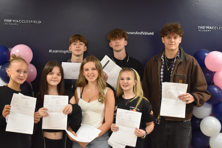 The Macclesfield Academy students celebrate their results (Credit: TMA)