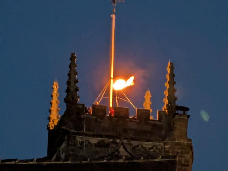 A beacon was lit on top of St Mary's Church in Sandbach. (Photo: Nub News)