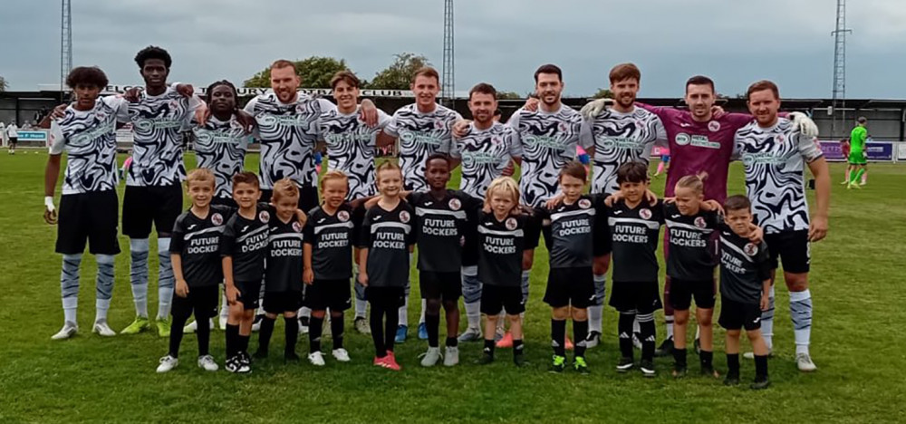 Tilbury were led out by their mascots. Picture by Paul Bocking. InFocus Pictures. 