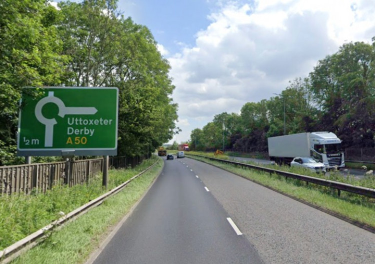 A stretch of the A50 near Stoke-on-Trent is closed this morning. (Google)