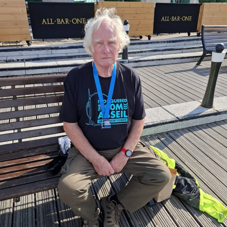Eric Pemberton, 85, abseiled 100m down the Spinnaker Tower in Portsmouth to raise money for Alsager Sub Aqua Club. (Photo: Alsager Sub Aqua Club)