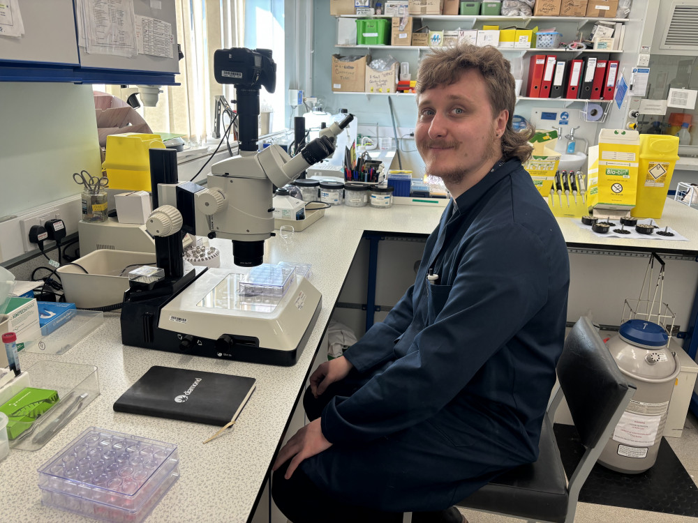 Elliot Bramwell, a PhD candidate in Life Sciences at Keele, in one of the laboratories on the university's campus. (Keele University)