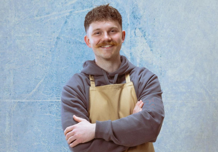 Toby, 29, is competing in series 16 of the Great British Bake off (image via Channel 4)