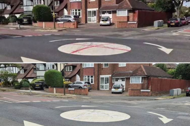An example of “unauthorised” changes to mini roundabouts 