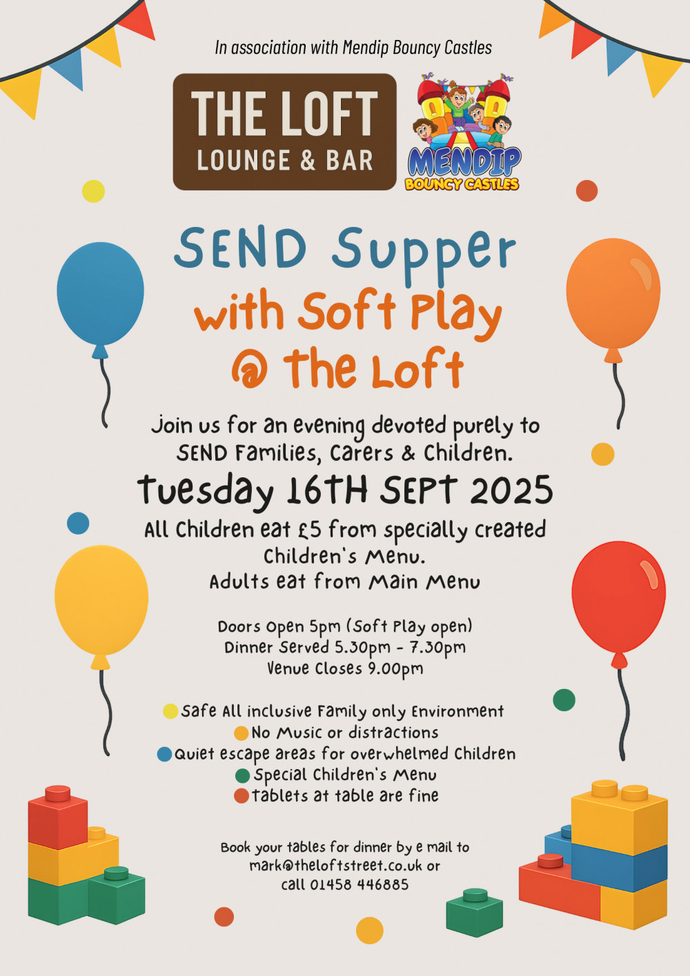 The Loft in Street will host its SEND Supper on Tuesday, 16 September. The Loft in Street will host its SEND Supper on Tuesday, 16 September.