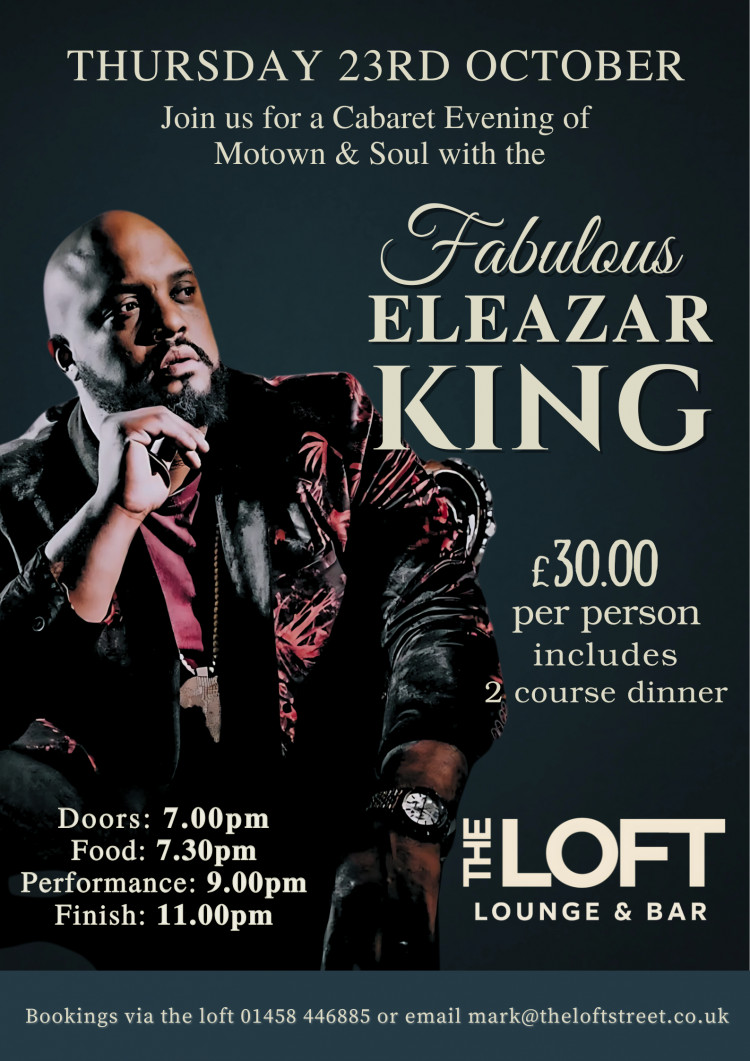 The Loft presents Eleazar King for a cabaret of Motown and soul on Thursday, 23 October.