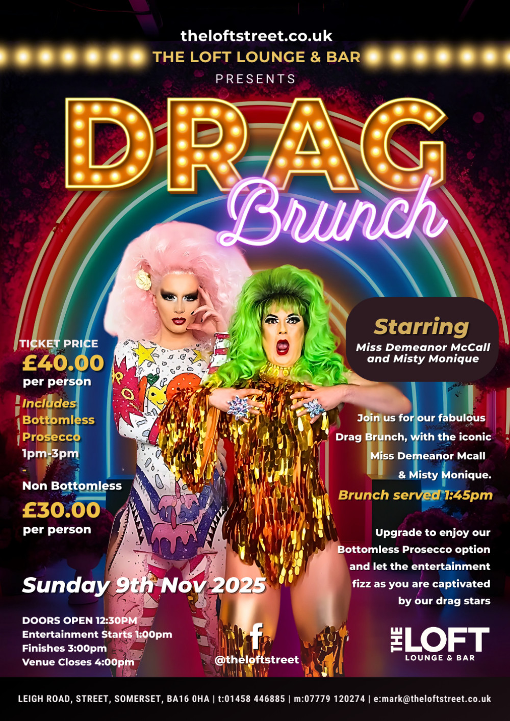 The Loft to host drag stars Miss Demeanor McCall and Misty Monique on Sunday, 9 November. The Loft to host drag stars Miss Demeanor McCall and Misty Monique on Sunday, 9 November.