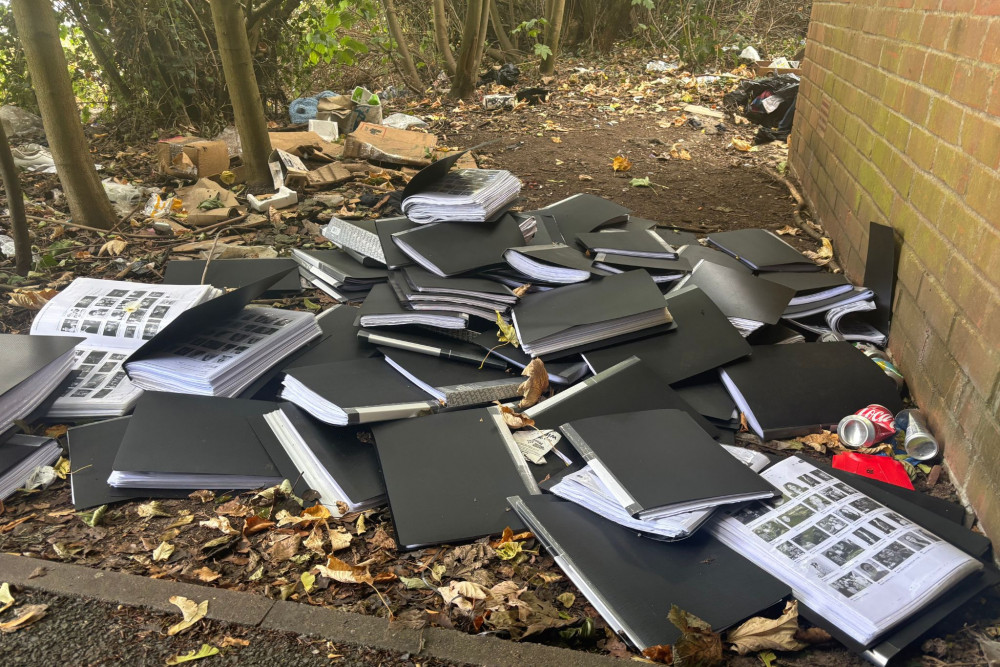 One of the piles of folders dumped in Newcastle. (Nub News) One of the piles of folders dumped in Newcastle. (Nub News)