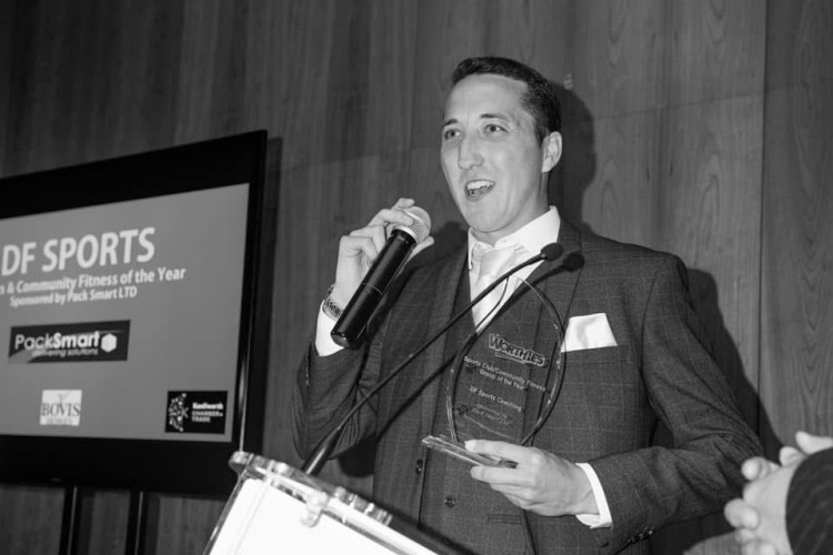 Danny Fagan of DF Sports Coaching collecting his prize (Image supplied)