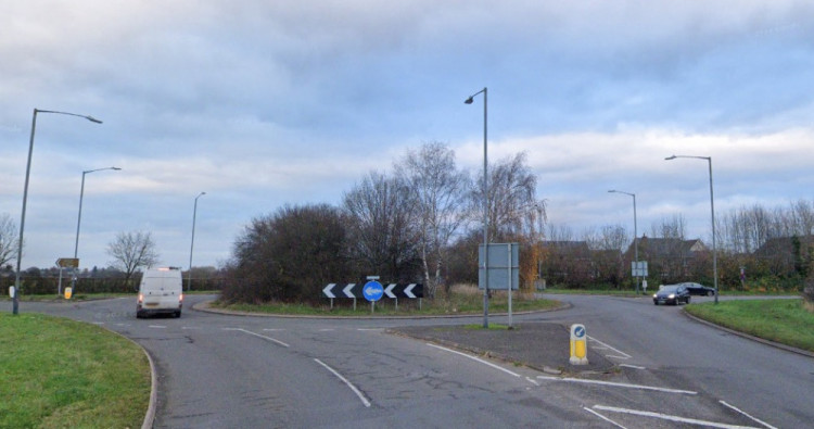 At around 5.30am on Friday 22 August, there was a crash between a grey Audi and a black Citroen on the A429 (image by Google Maps)
