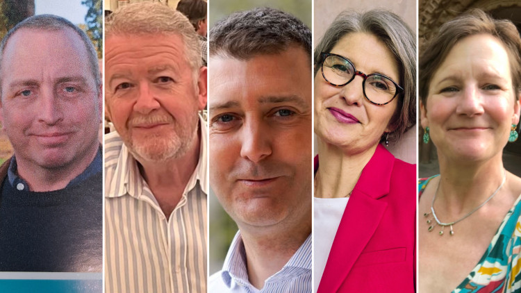 All five major parties have put forward a candidate for the Kenilworth Park Hill by-election (images supplied)