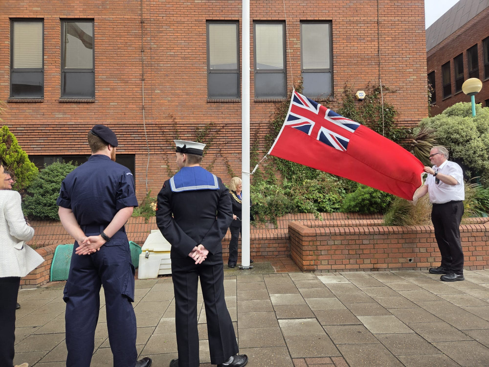 The flag was raised by Mayor Cllr Sue Shinnick. The flag was raised by Mayor Cllr Sue Shinnick.