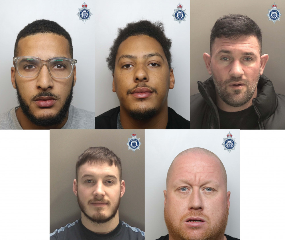 Mitchell Edge, Marley Beales, Mark Higgins, Simon Upton, Christopher Cope and Jobe Cope were sentenced to more than 11 years in prison (Image via: Cheshire Constabulary)