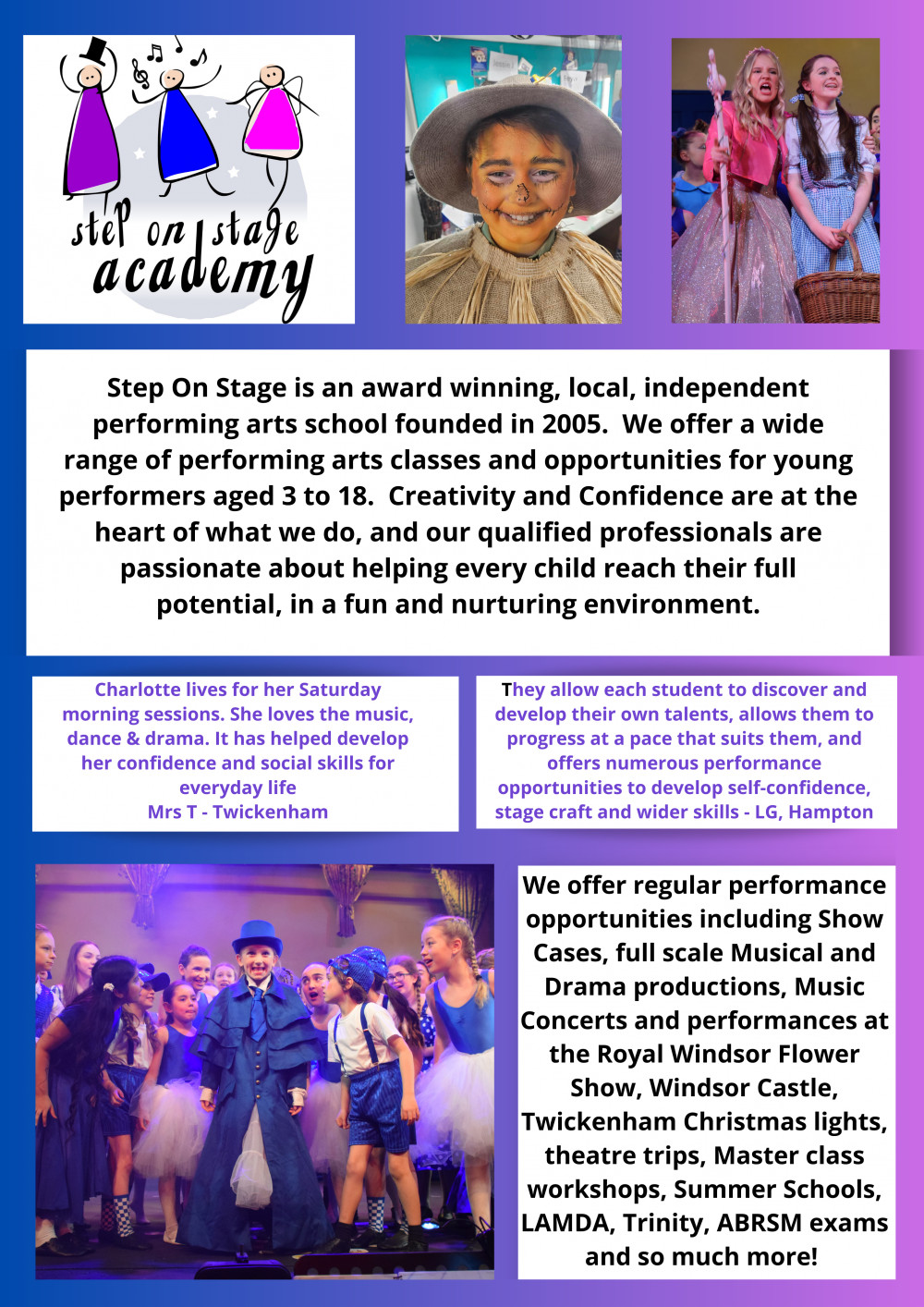 Musical Theatre Classes - 3 to 18 years - OPEN DAY