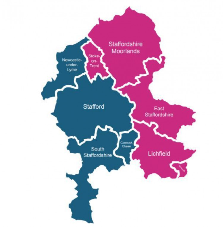 Staffordshire County Council's Reform leaders are backing proposals to divide Staffordshire into eastern and western unitaries. (LDRS)