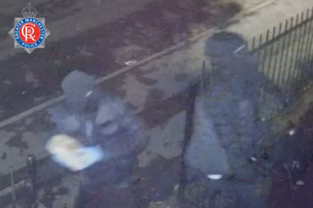 Two people were caught on CCTV throwing bricks at the Elaf Mosque on Stockport Road in Edgeley