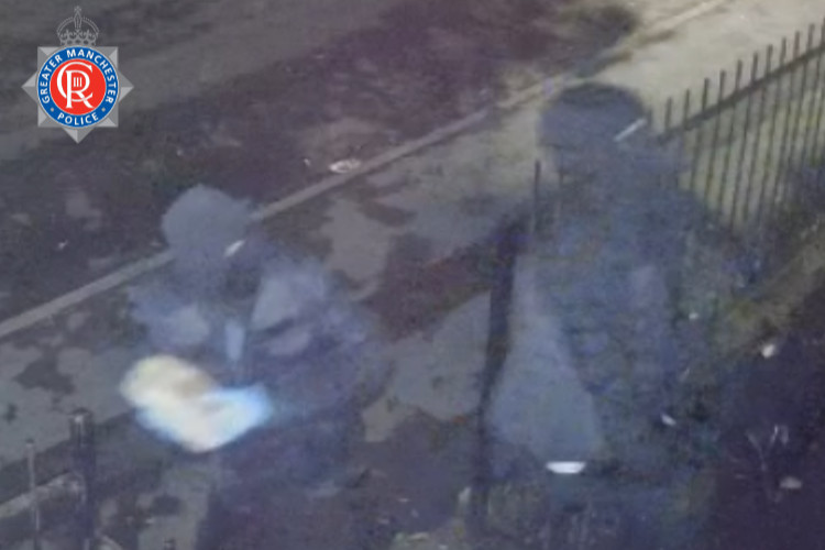 Two people were caught on CCTV throwing bricks at the Elaf Mosque on Stockport Road in Edgeley