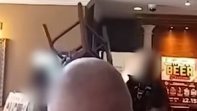 A video has captured the moment a chair was hurled in a Stoke-on-Trent Wetherspoon. (SWNS)