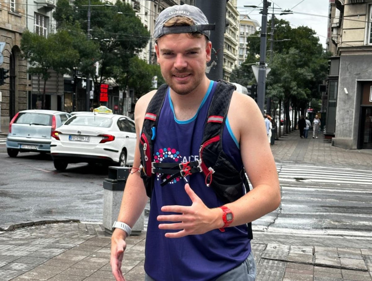 Angus Read, 22, is running 40 marathons in 40 different countries (image via SWNS)