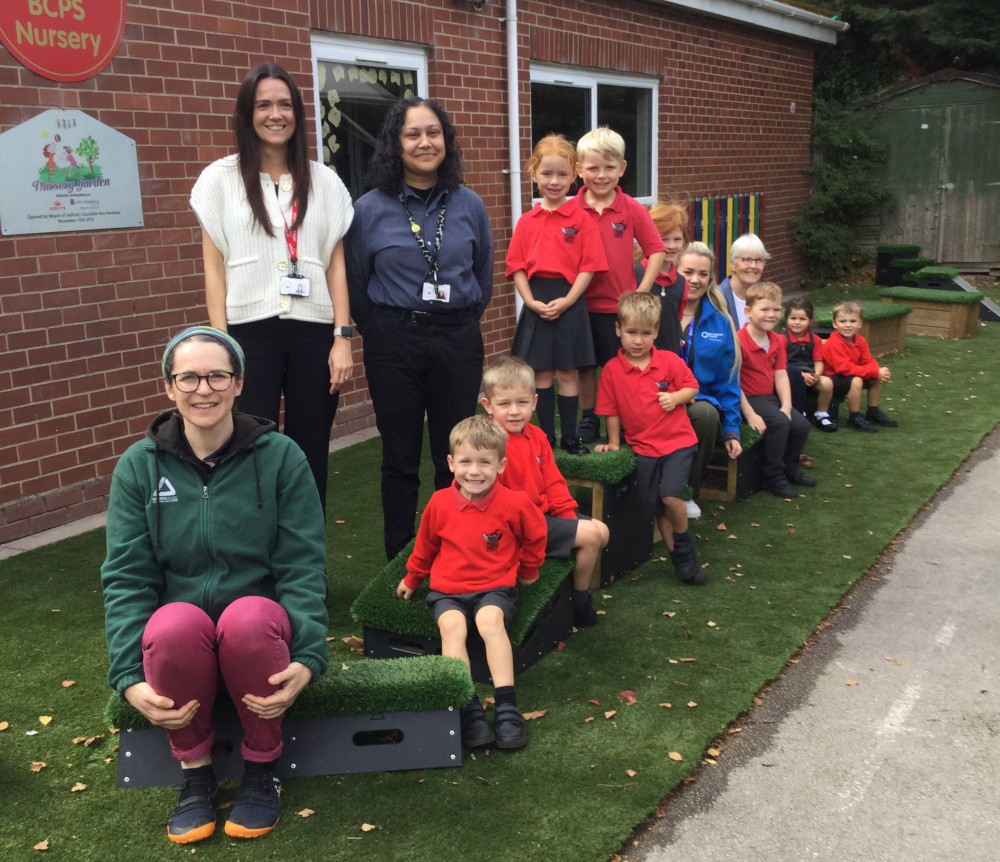 Representatives from supporting organisations, staff and pupils at the Grand Opening of new Early Years play area Representatives from supporting organisations, staff and pupils at the Grand Opening of new Early Years play area