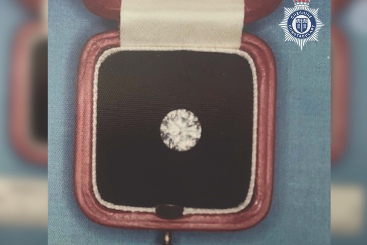 A diamond which had been set into a ring was allegedly stolen at some point in June 2025 (Image via: Cheshire Constabulary)