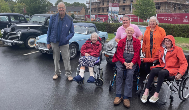 Residents at Crandon Springs Care Home in Wells, Somerset, donned their rain coats and had great time looking at the classic cars displayed by the Classic and Historic Motor Club, while reminiscing about their own cars and driving stories. 
