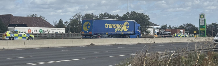 Police closed off the slip road to the A13 eastbound services today while an accident was dealt with. 