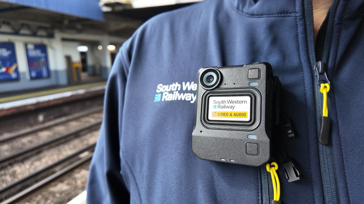 South Western Railway staff will now use body-worn cameras to deter abuse and support prosecutions across the network (credit: SWR).
