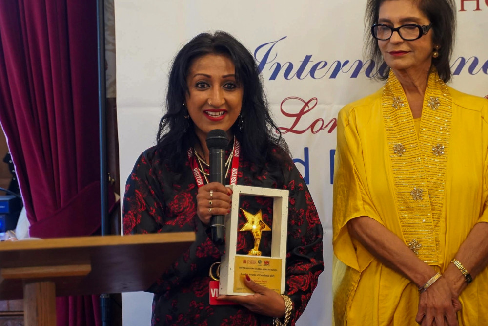 Parveen Smith, 55, of Crewe, has been awarded the prestigious United Nations Global Peace Council Award (Supplied).