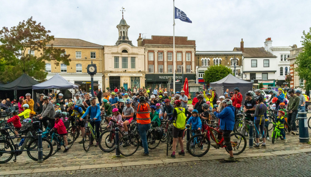 Over 100 local people cycled around Hitchin to highlight the demand for safer cycling spaces for all