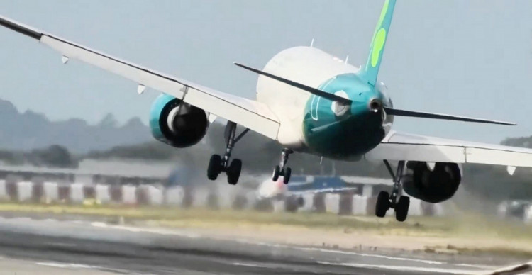Pilots battled fierce crosswinds at Heathrow, with several flights forced to abort landings and circle for a second attempt (credit: SWNS).