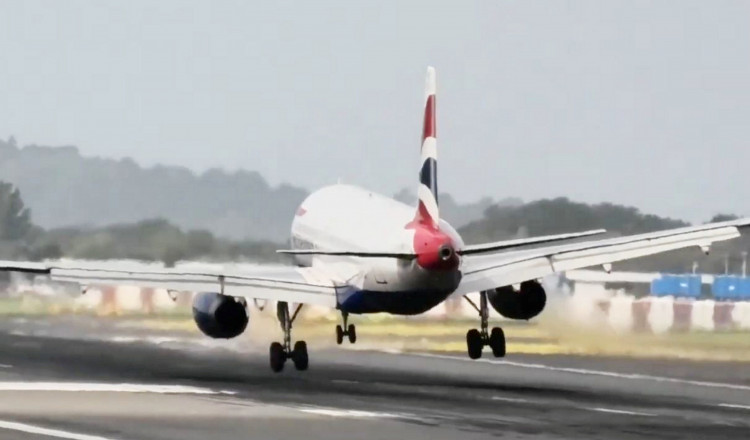 Pilots battled fierce crosswinds at Heathrow, with several flights forced to abort landings and circle for a second attempt (credit: SWNS).