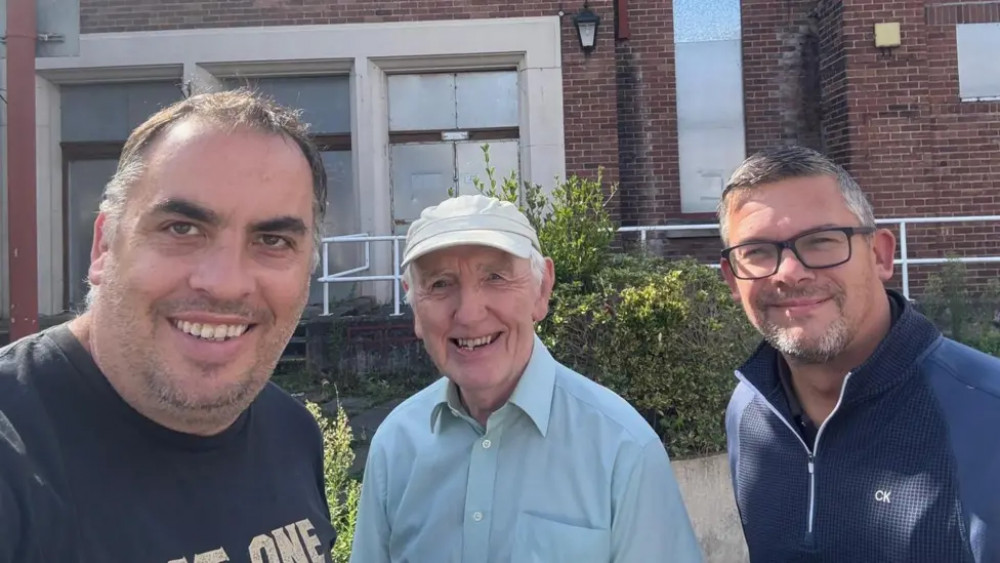 Brian Silvester outside Flag Lane Baths with Andrew Chandler and James Bellis, the two men behind the padel hub plans (Supplied). Brian Silvester outside Flag Lane Baths with Andrew Chandler and James Bellis, the two men behind the padel hub plans (Supplied).