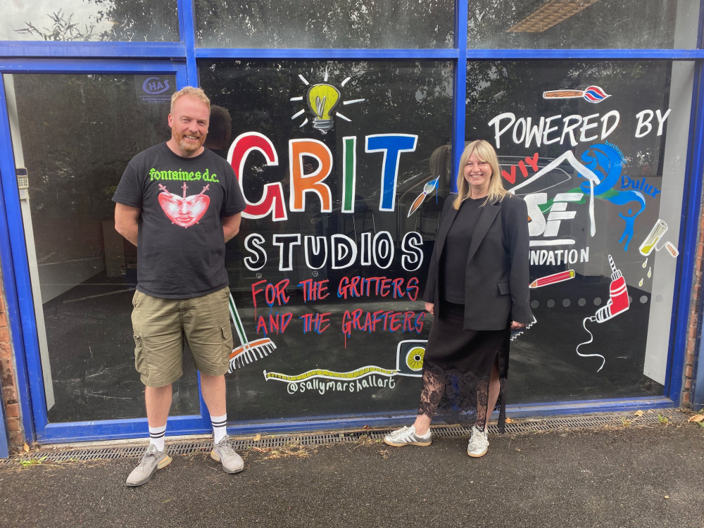 GRIT studios co-founder John Macaulay and Cllr Michaela Meikle, cabinet member for economy (Image - Stockport Council) GRIT studios co-founder John Macaulay and Cllr Michaela Meikle, cabinet member for economy (Image - Stockport Council)