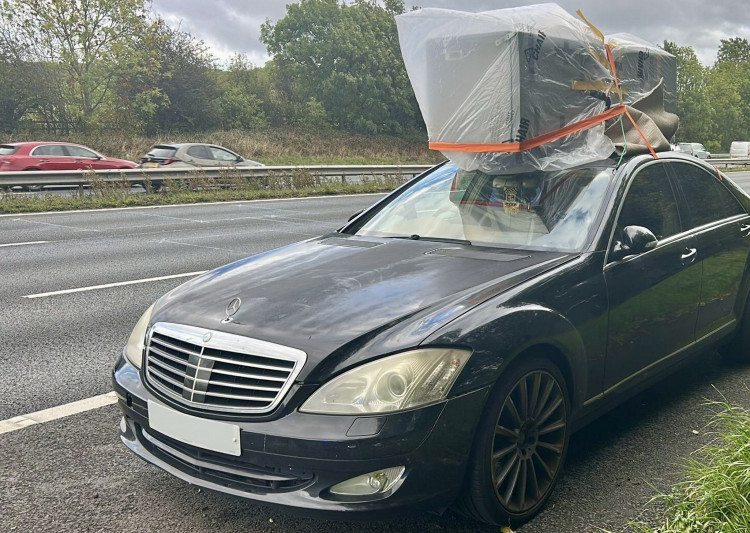 Staffordshire Police pulled over the driver on the M6 near Stoke-on-Trent. (SWNS/ Staffordshire Police)