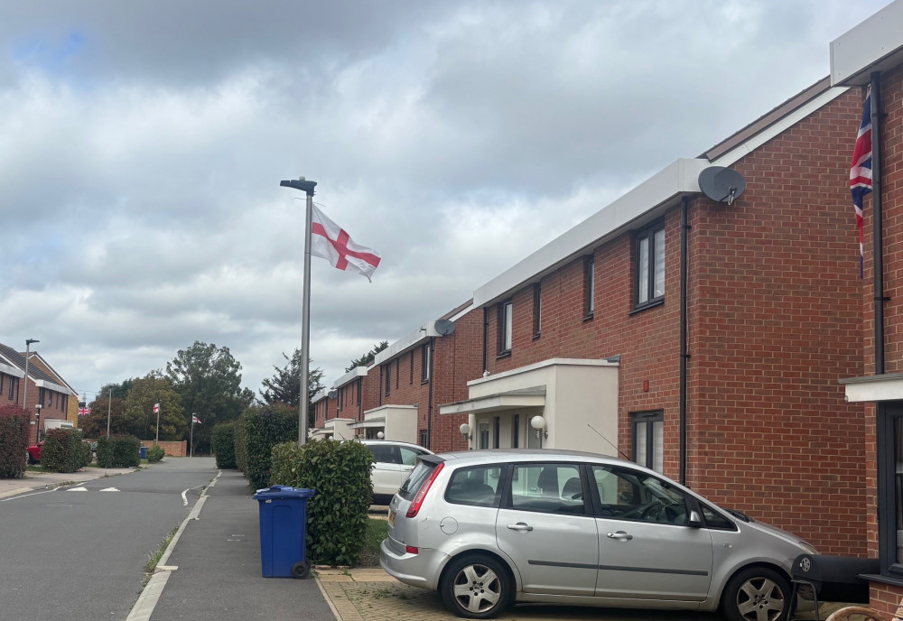 Flags on Sandpiper Close. 