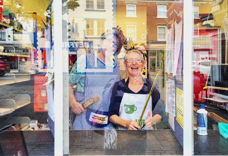 Ashby's Fabulous Cleaning ladies get to work at the sorting office ahead of next weekend's big clean (Photo: Grace Kennington)