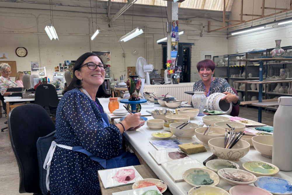 Moorcroft has restarted production. Pictured: Lesley Cartlidge and Hayley Moore. (Nub News)