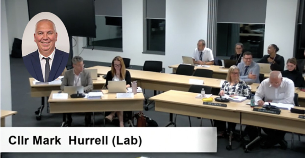 Cllr Mark Hurrell (right and inset) delivers his report to cabinet. Cllr Mark Hurrell (right and inset) delivers his report to cabinet.