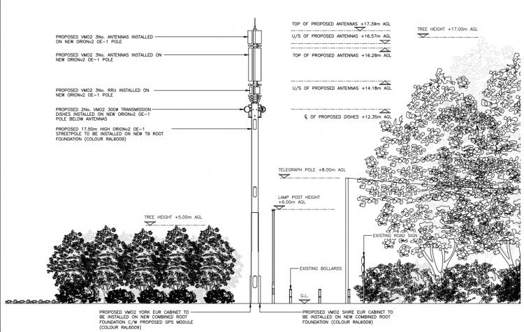 The 5G mast would have been built on Kenilworth Road (image via planning applications)