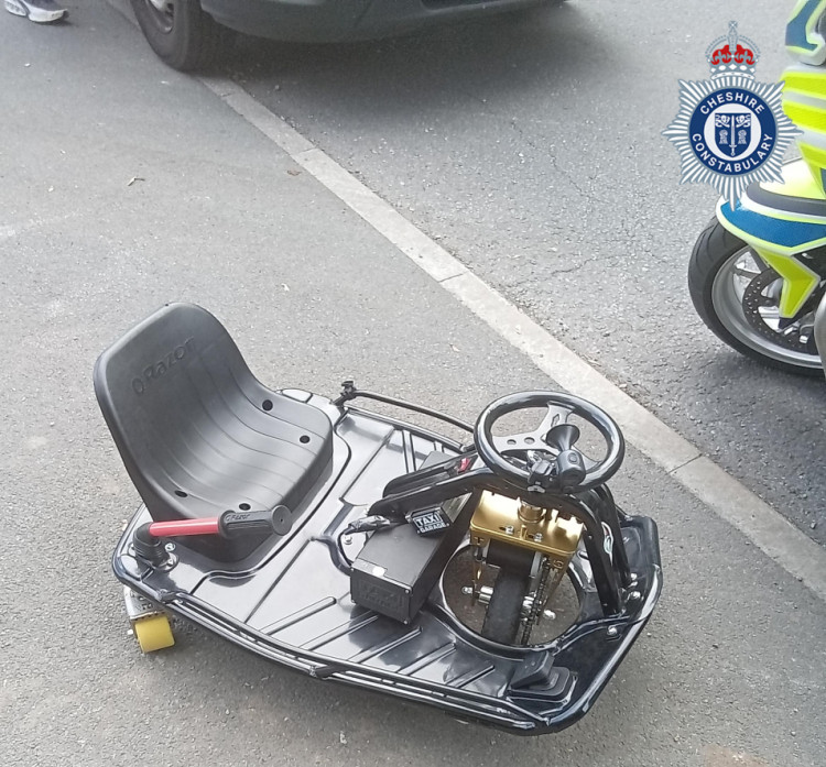 Officers seized a go-kart-style vehicle as part of the operation (Image via: Cheshire Constabulary)