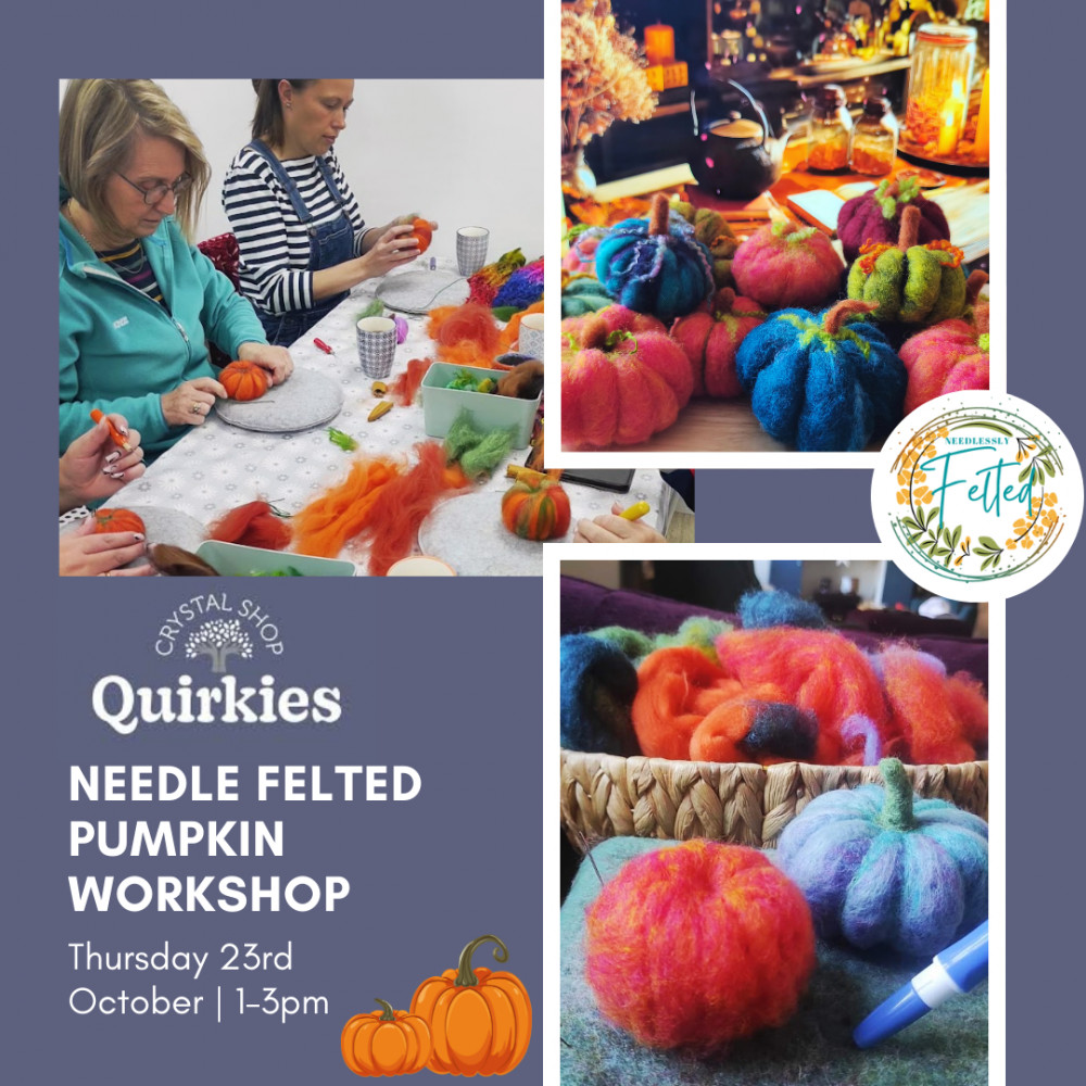 Needle Felted Pumpkin Workshop - Quirkies Crystal Shop Needle Felted Pumpkin Workshop - Quirkies Crystal Shop