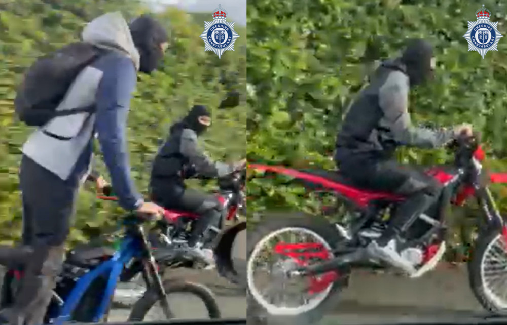 There have been several reports of off-road and e-bikes driving dangerously in the Heath Road and Mill Lane areas (Image via: Cheshire Constabulary)
